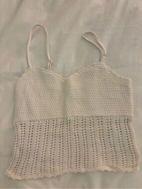 Abercrombie & Fitch Crochet Knit Camisole in Cream